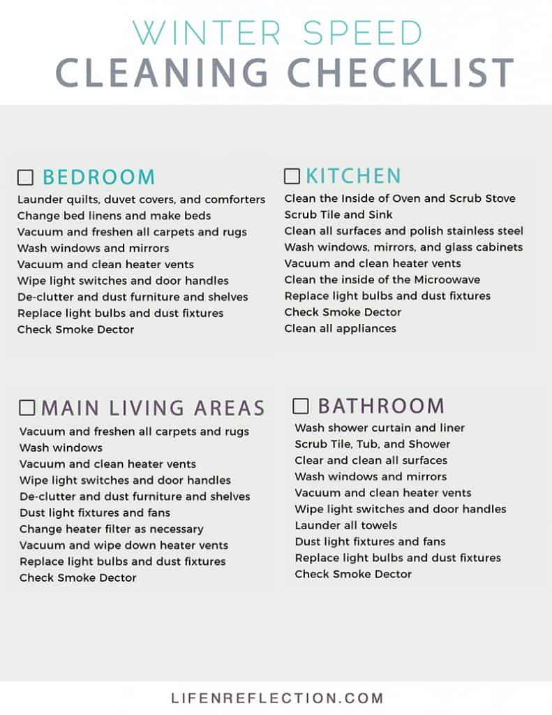 winter speed cleaning checklist