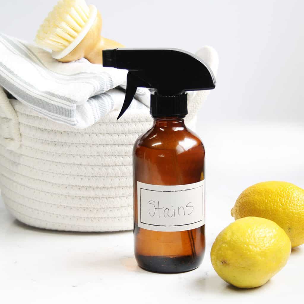 Remove even the toughest stains with this DIY all natural stain remover spray. A powerful non toxic, stain-fighting spray made with just 4 simple ingredients.
