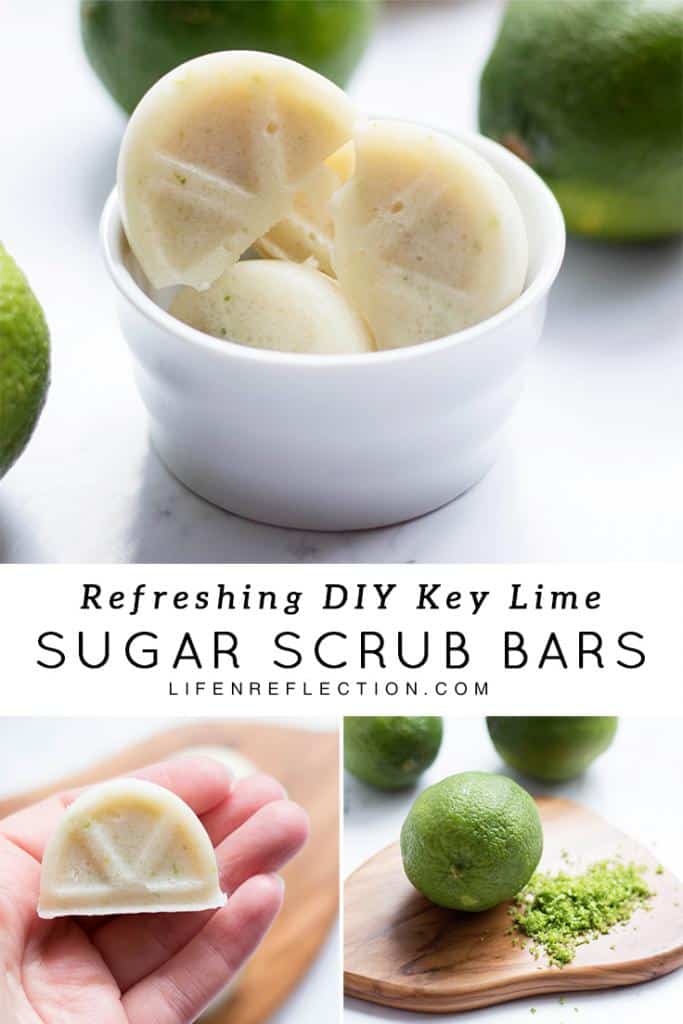 Ingredients for refreshingly sweet, key lime DIY sugar scrub bars organic skin care recipe