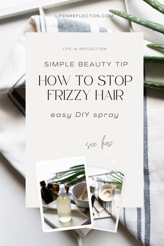 I combined several frizz-controlling ingredients into an easy, very convenient DIY anti frizz spray!
