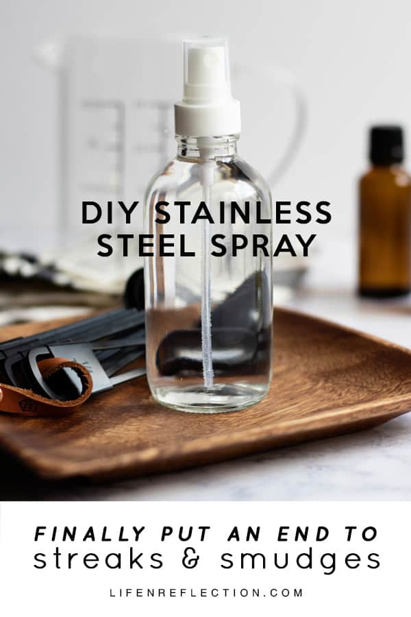 This DIY stainless steel spray cleans and disinfects in addition to making your kitchen appliances shine! I use it on all our appliances including the fridge, stove, and dishwasher.