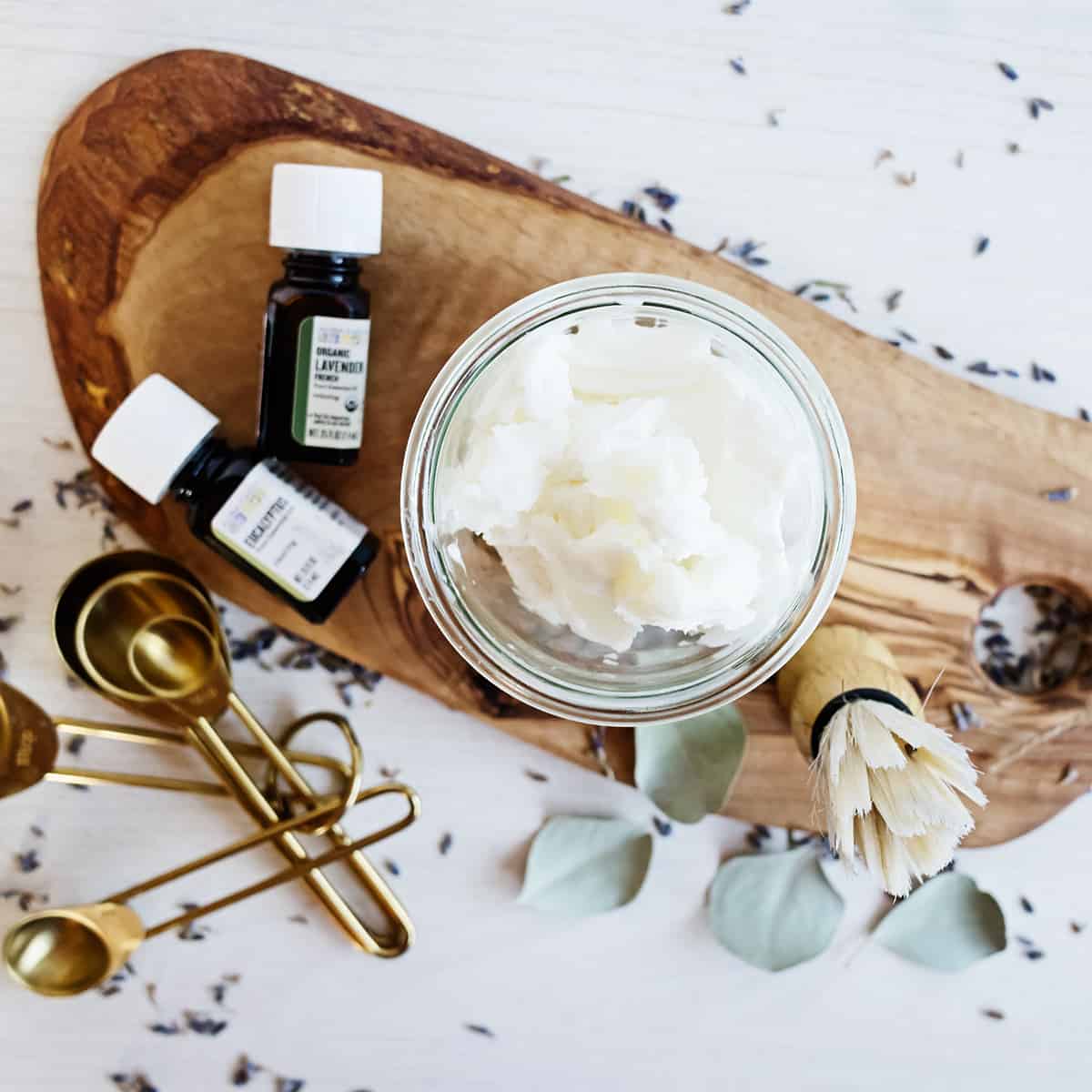 Whipped DIY Shaving Cream Made with Moisturizing Shea Butter and Coconut Oil. And Scented Naturally with Essential Oils.