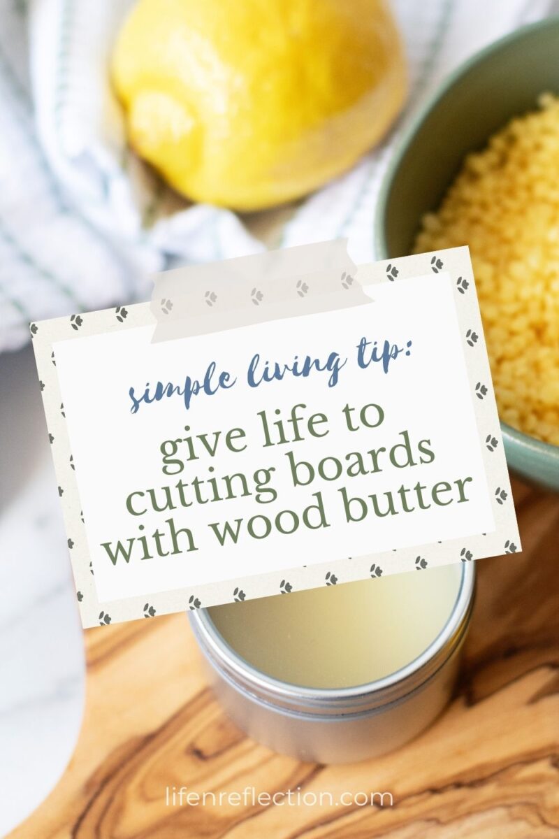 Prepping beeswax for melting, a lemon, cloth, and a metal tin of yellow conditioning wood butter.