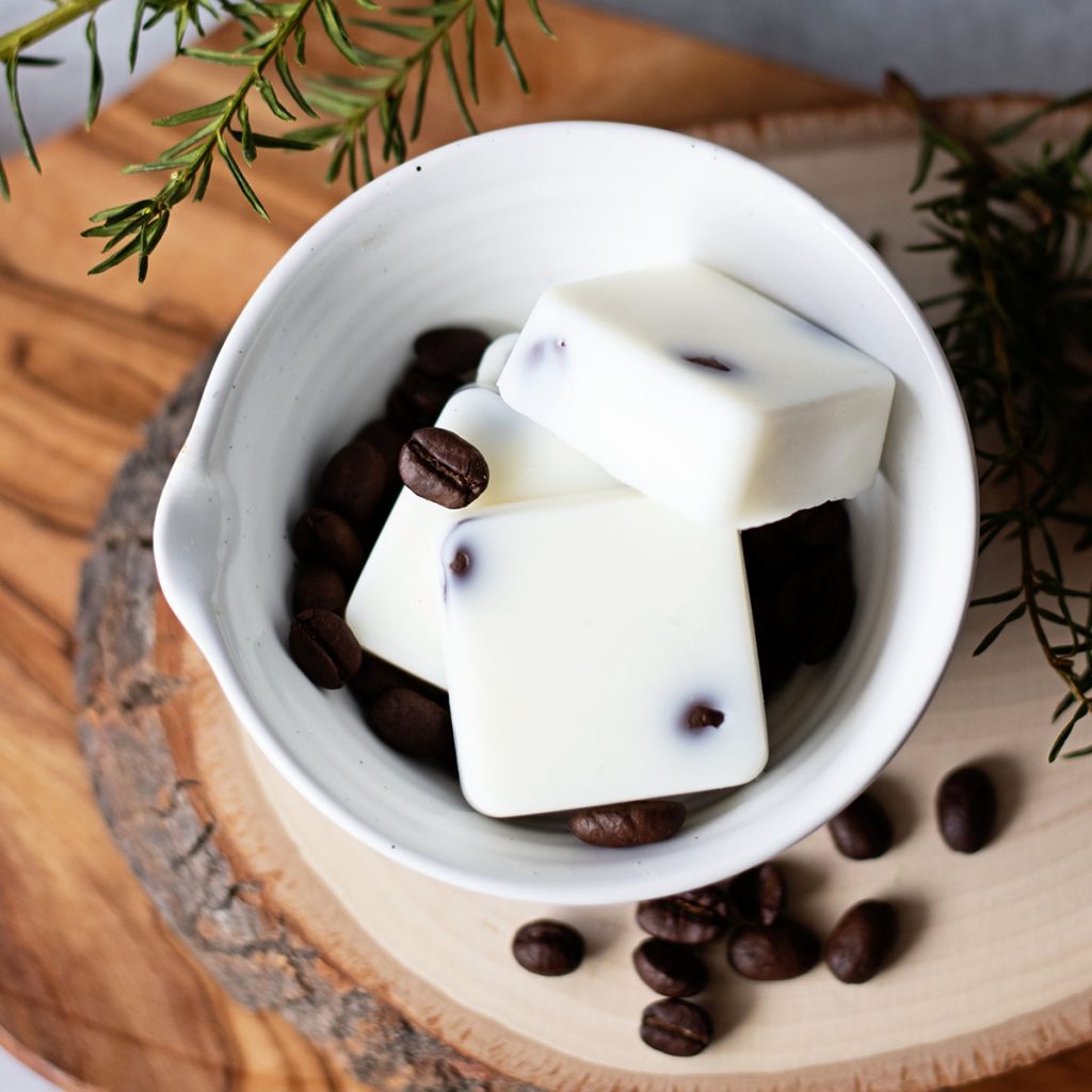 Homemade wax melts are super simple to make for your candle warmer with this easy coffee DIY wax melts recipe!