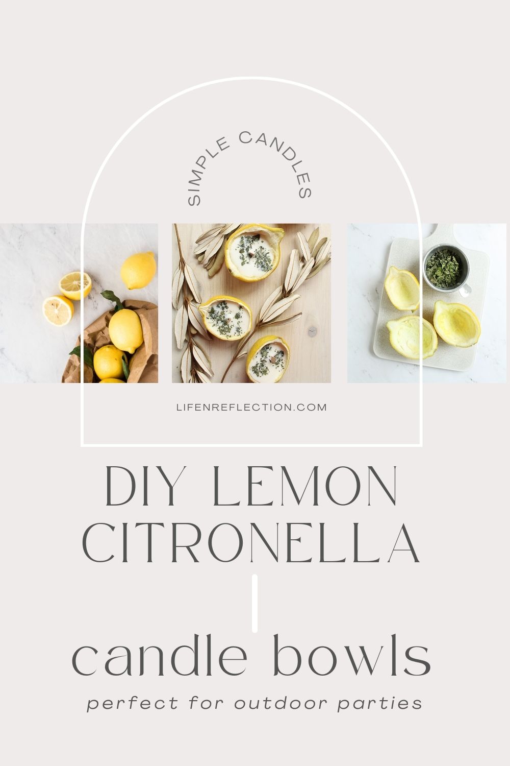 lemon filled with soy wax sprinkled with herbs to make a candle