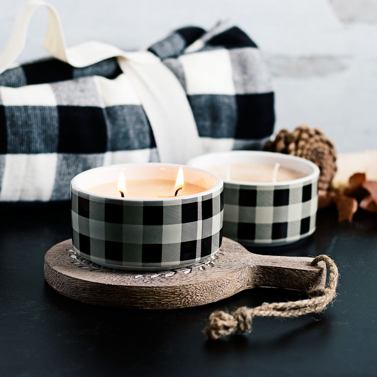 Pumpkin Pie Double Wick Candles Thanksgiving Table Decoration