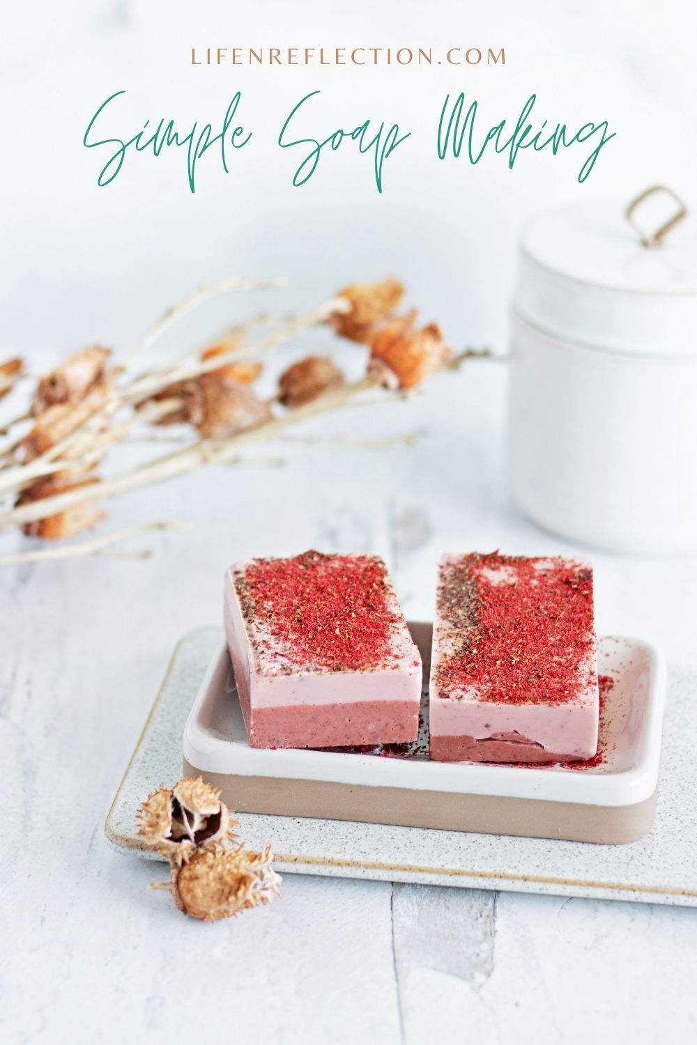 Pomegranate Pink Clay Soap Recipe with Melt and Pour Soap