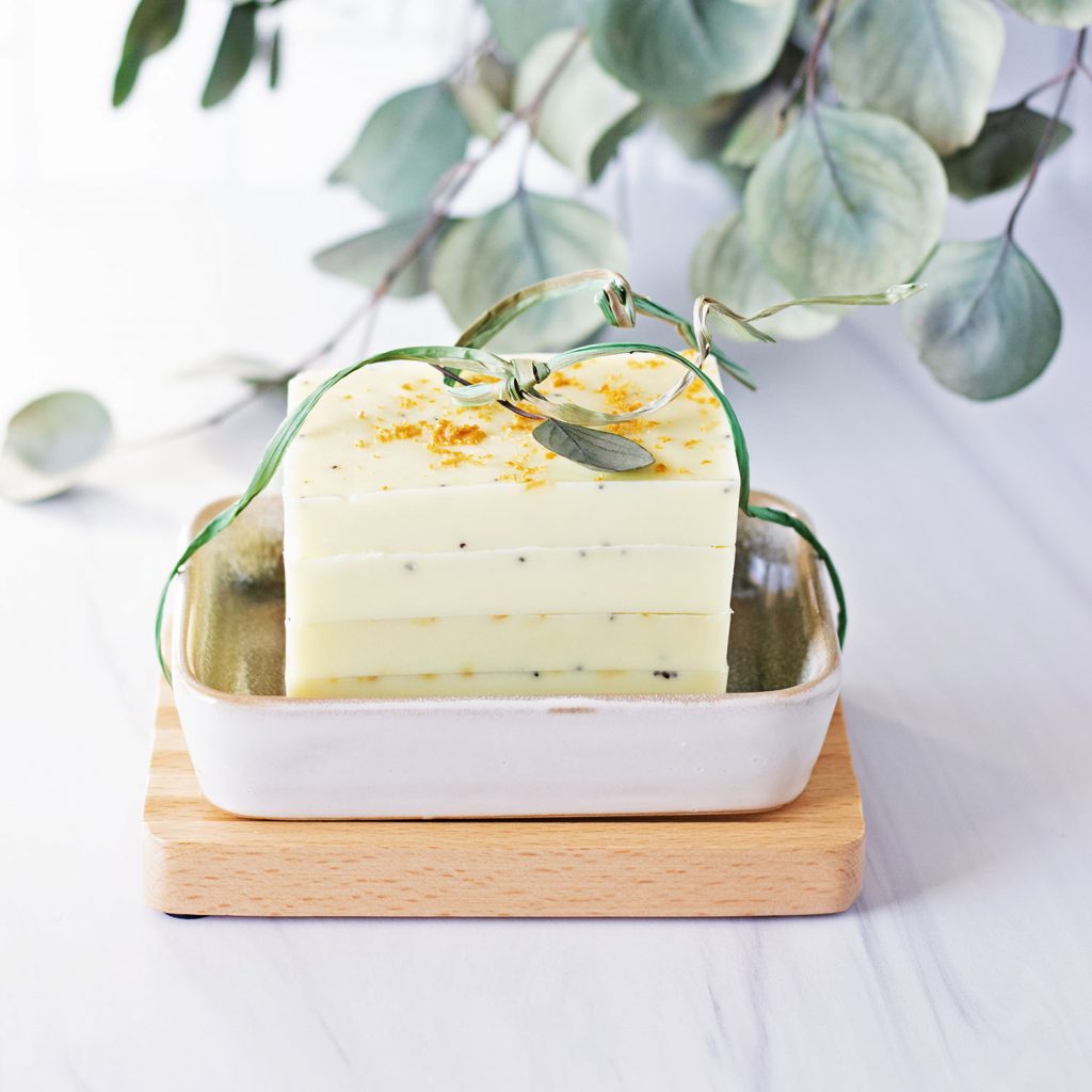 This easy melt and pour soap recipe for lemon poppy soap is full of zing!