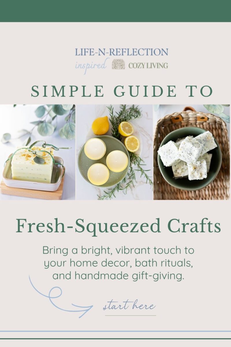 collage of lemon craft ideas with overlay text that reads: simple guide to fresh squeezed crafts