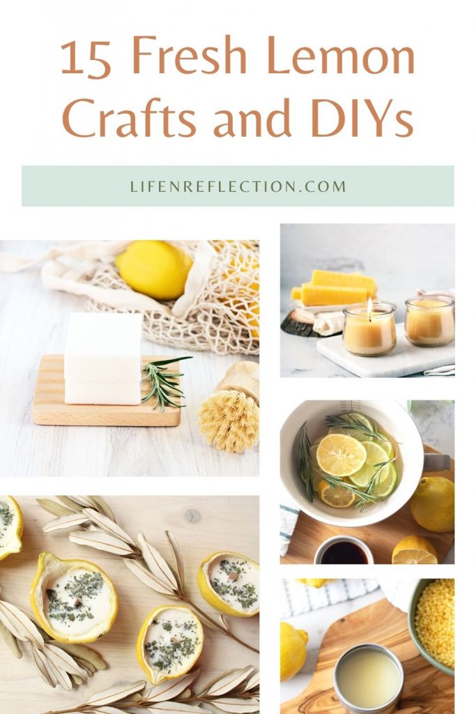 15 fresh squeezed DIY lemon uses and ideas for lemon crafts: You’ll find ideas for using lemon juice, lemon essential oil, lemon zest, lemon peel, and even the whole lemon!