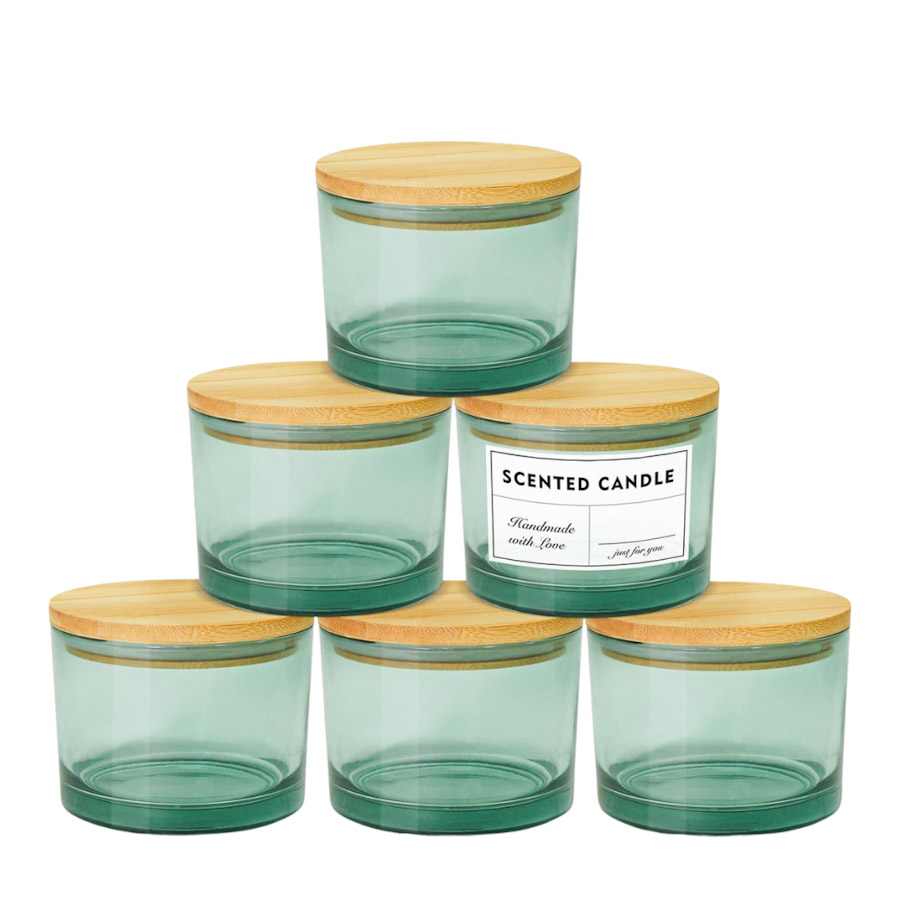sage green wide glass candle jars to make 3 wick candles