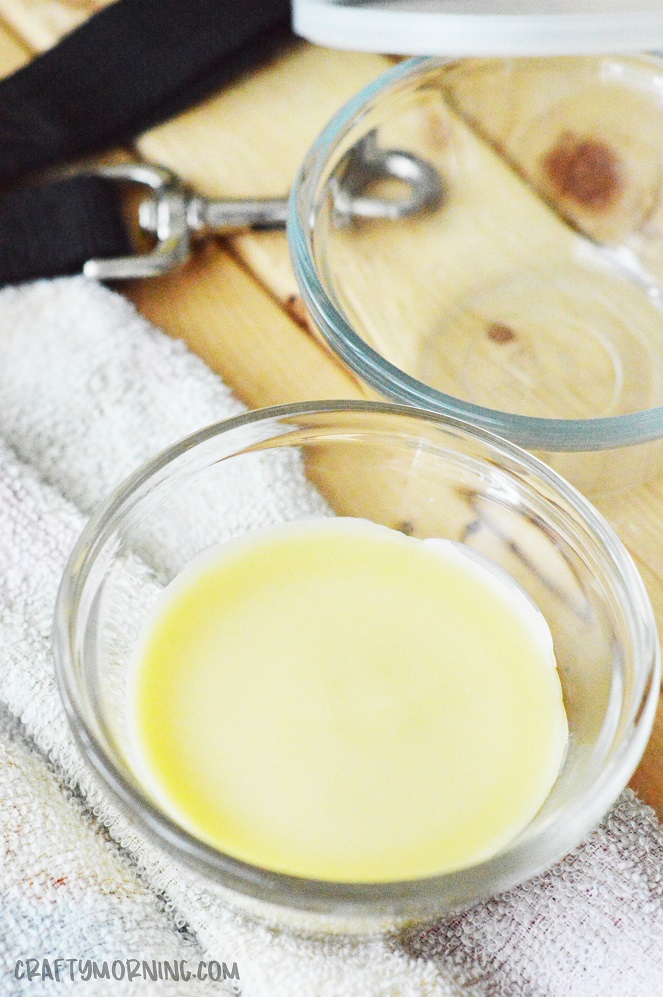 This 3 ingredient pet paw balm (try saying that three times fast), is perfectly safe for pets and will leave their paws soft and rejuvenated!