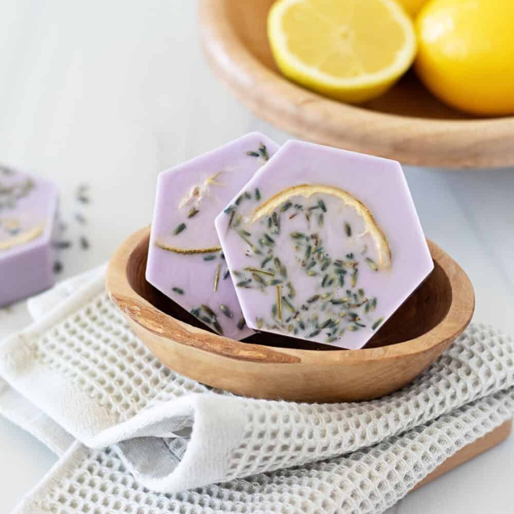 Lathering up with this luscious lemon and lavender, surprisingly easy, homemade soap recipe will put a spring in your step!