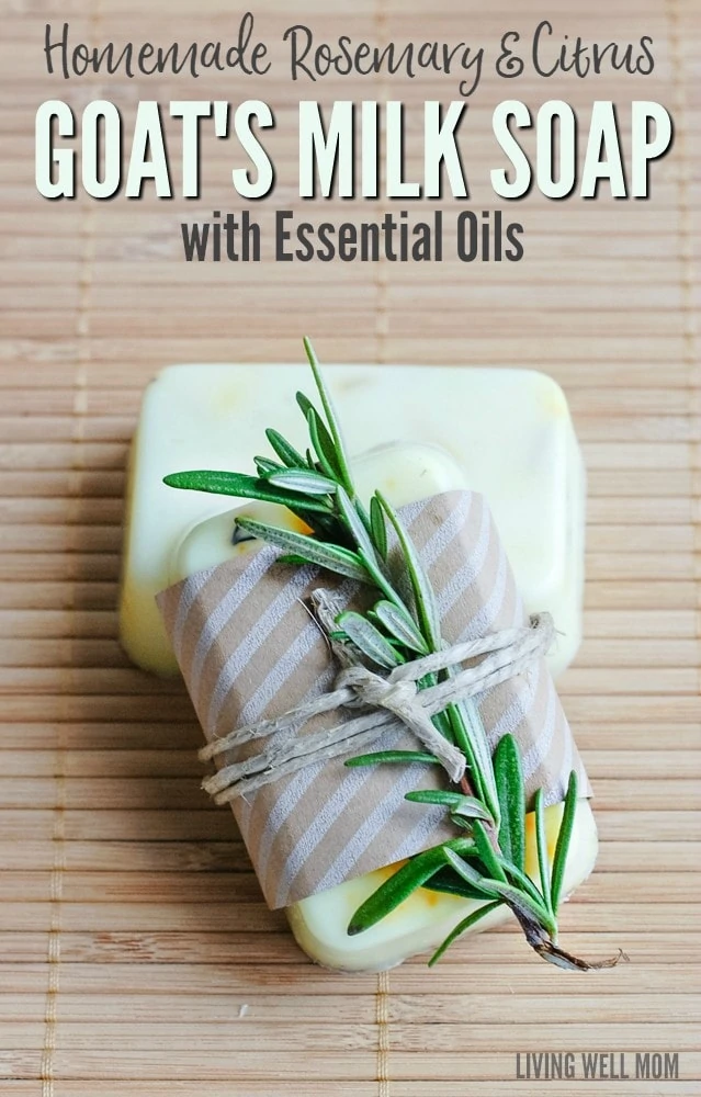 You can finish your freshly made soap bars by wrapping each bar in brown wrapping paper with some twine and a sprig of fresh rosemary.
