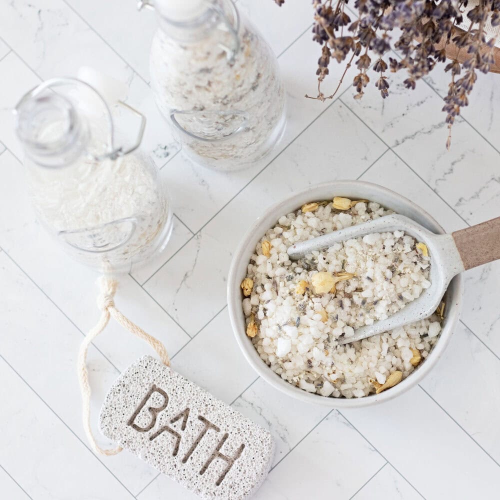 It’s all about relaxation when it comes to making these jasmine lavender DIY milk bath jars.