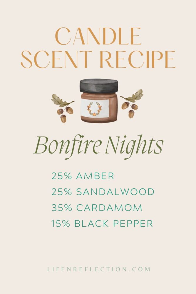This is one of the most unique fall candle scent recipes I’ve developed, with notes of warm amber and sandalwood blended into rich cardamom and black pepper.