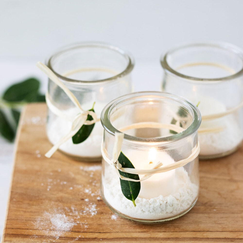 Snowy Tea Light Candle Holder - An Easy Winter Craft Anyone Can Make!