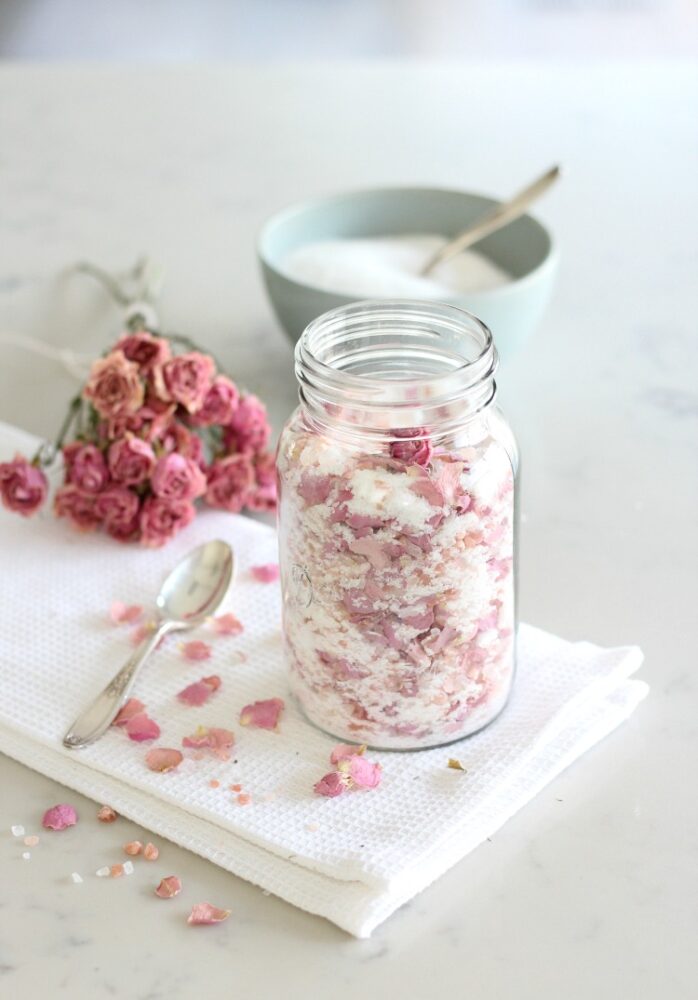 If you’re a fan of roses, then you’ll fall for this hygge idea. Many agree there’s something special about a rose bath. But, it takes only minutes to throw together for a luxurious rose petal soak to relax and unwind.