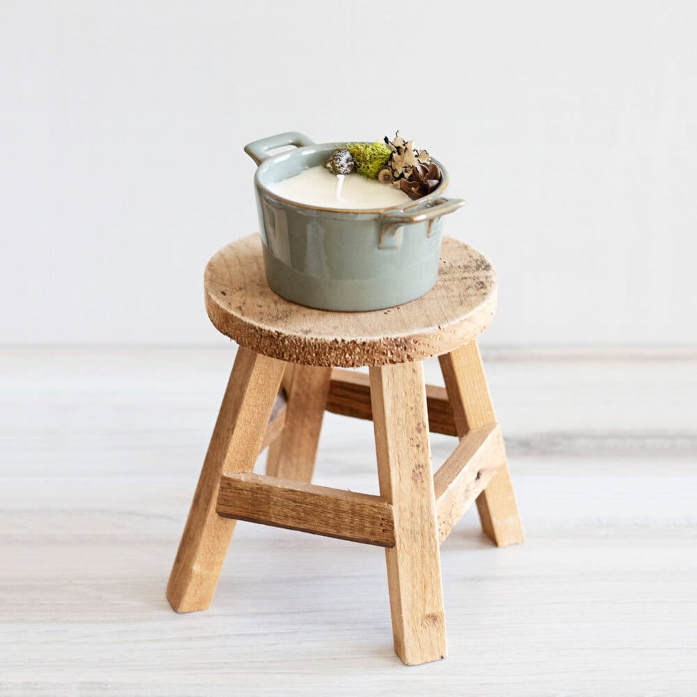Reawaken your imagination with a walk through the heart of a pine forest anytime with a DIY forest candle bowl.