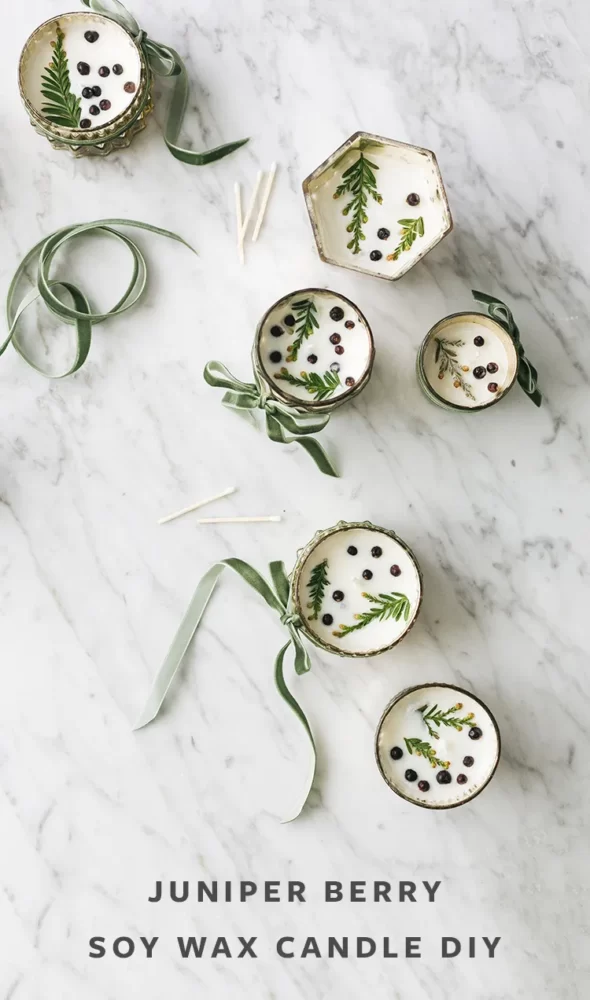 Ease into the hygge season with these DIY juniper berry candles festooned with dried juniper berries and fresh cedar fronds!