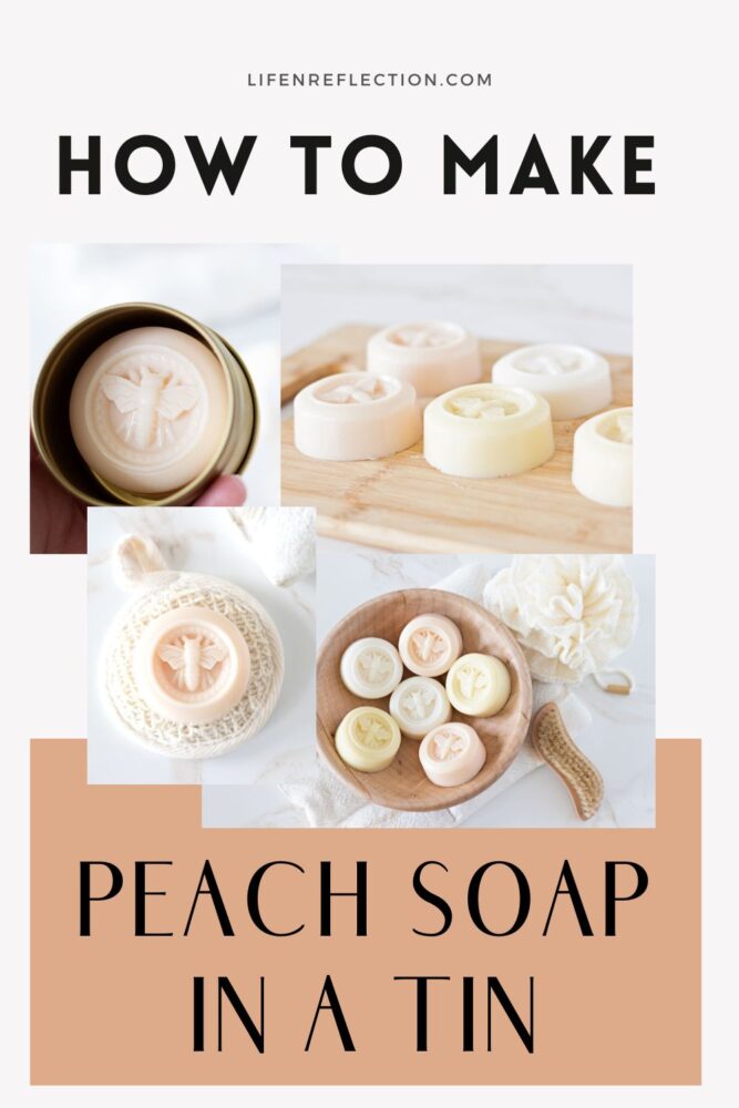 Indulge in the sweet juicy scent of peach with this melt and pour soap idea for peach soap bars. These embossed honey bee soap in a tin are ready for gifting!
