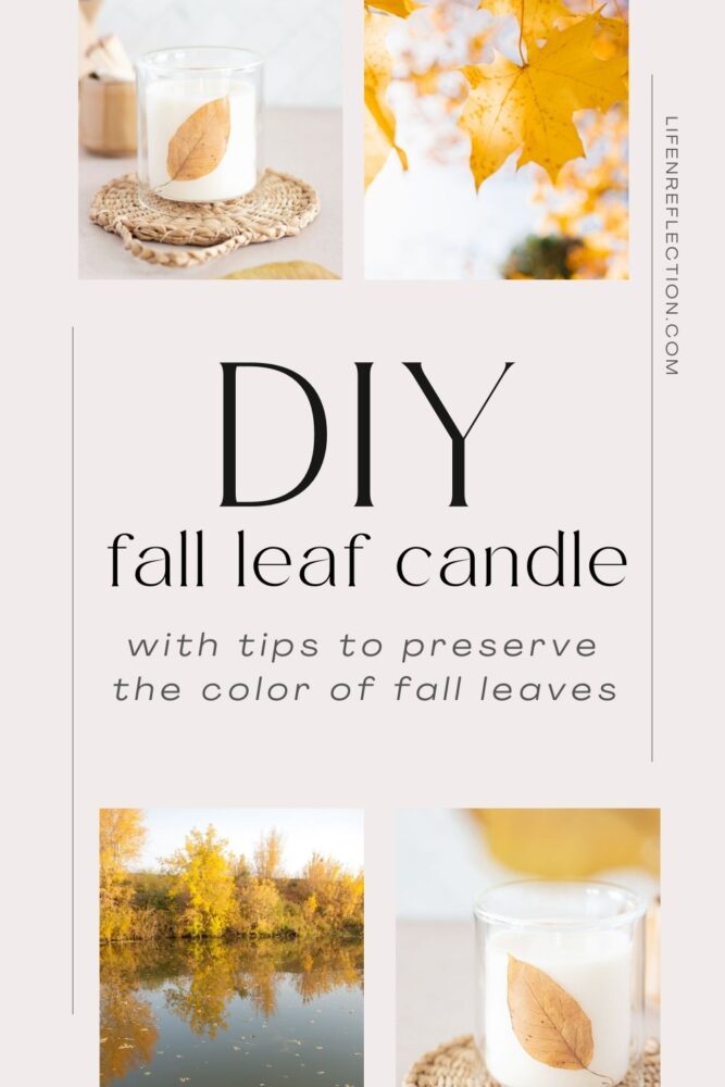 Get crafty this season by pressing fall leaves to make an adorable DIY fall leaf candle.
