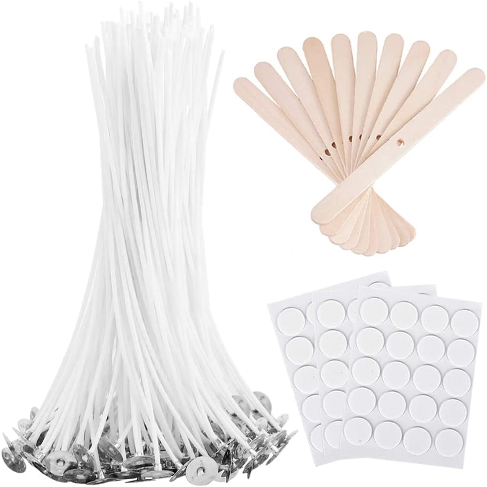 soy candle wick dipped set with wick tabs and holders