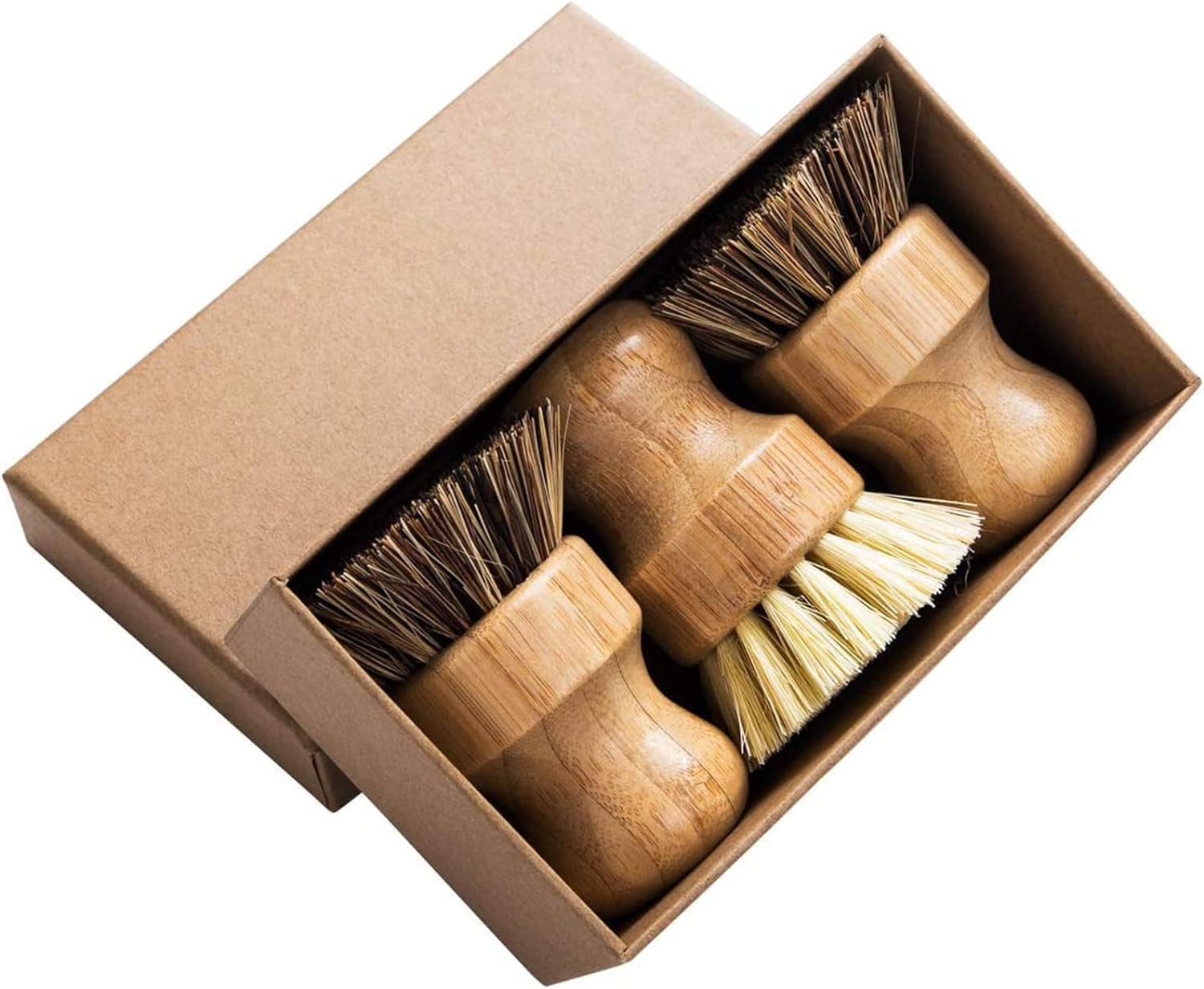set of natural cleaning brushes