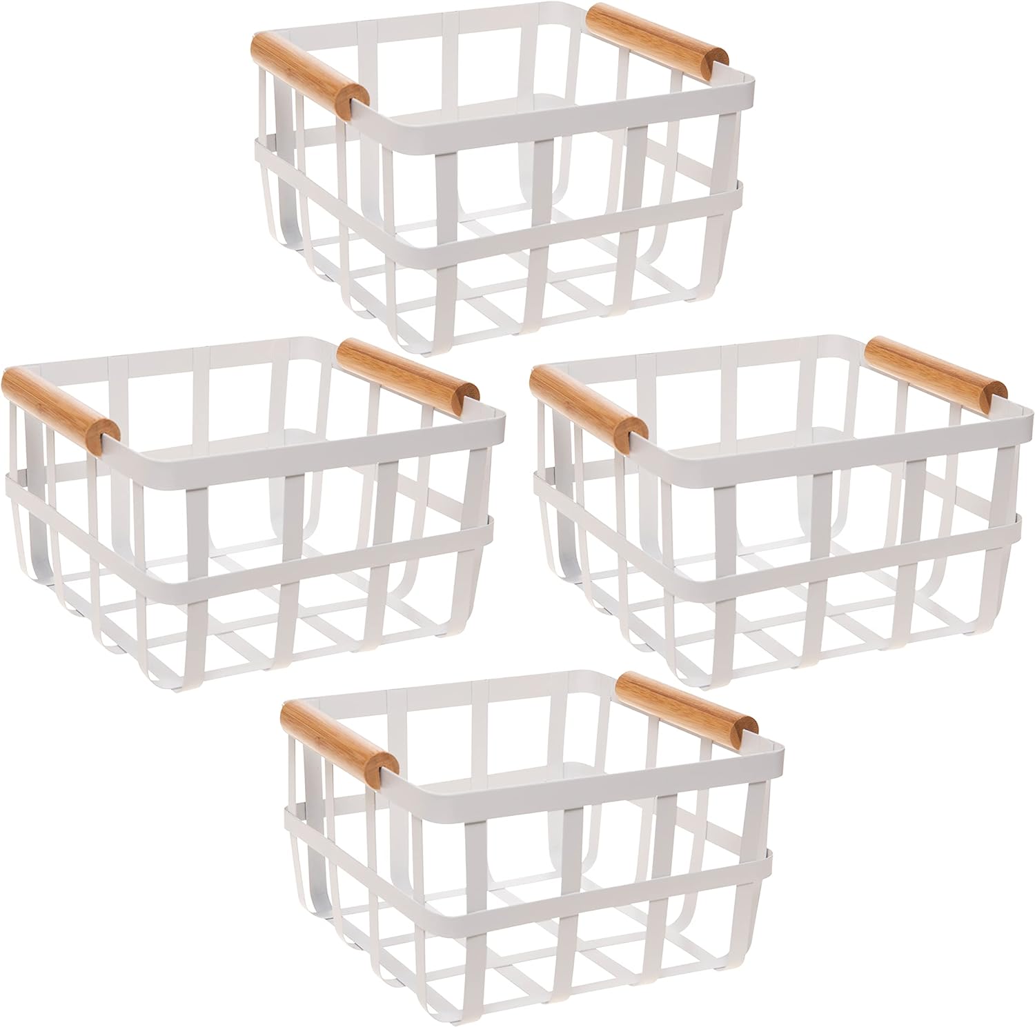 white metal baskets