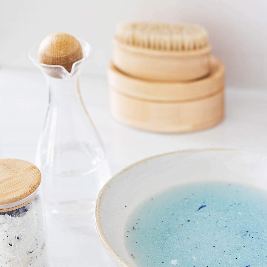 Blue bath water